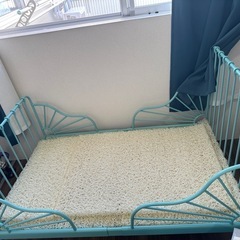 MINNEN ミンネン 伸長式ベッドフレームとすのこ（組み合わせ）, グレーブルー, 80x200 cm ベッド　すのこ付の画像