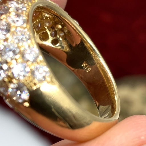 K18 パヴェダイヤ　3ct　リング　8.4g 約11号