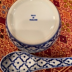 タイのパイナップル柄皿&レンゲ4点の画像