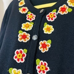 古着 ビンテージ 90s レトロ 花柄 刺繍 カーディガンの画像