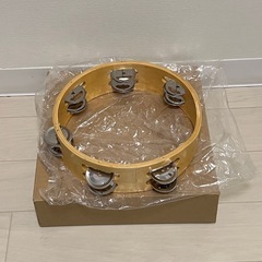 タンバリン　木製　開封済　未使用品