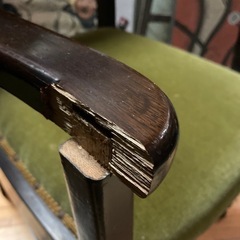 古い椅子2脚　ウグイス色　ベルベット　訳アリ　の画像