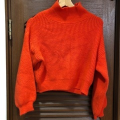 ready me go！パステルオレンジ　ショート丈ニットトップス