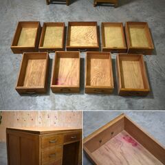 ≪zyt1881≫ ヴィンテージ家具 両袖机 幅42インチ(幅106.8cm) 引き出し9杯 書斎机/デスク/昭和レトロ/アンティーク/中古家具/宮城県仙台市 70130-15の画像