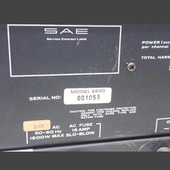 SAE 2600 ステレオパワーアンプ 1500Wの画像