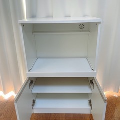 ☆ジモティ割あり☆レンジ台 ニトリ 白/木目調 W(幅)80.0×D(奥行き)40.0×H(高さ)115.0cm ※クリーニング済み  (ジャングル金沢店) 金沢の収納家具《食器棚、キッチン収納》の中古あげます・譲ります｜ジモティーで不用品の処分