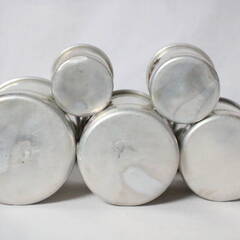 フランス アンティーク 古いアルミ製のキャニスター 入れ子