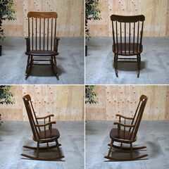 【ヤ取3/7終了】≪zyt1883ジ≫ ヴィンテージ家具 ロッキングチェア 合皮張り スタッズ/飾り鋲 レトロ/アンティーク調 柏木工？ 中古家具/宮城県仙台市 70118-16 の画像