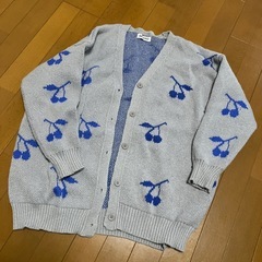 さくらんぼ グレー カーディガン 厚手 冬