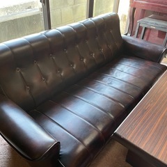 合皮レトロソファー　三脚セットの画像