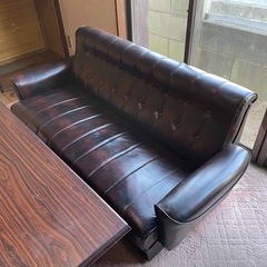 合皮レトロソファー　三脚セット