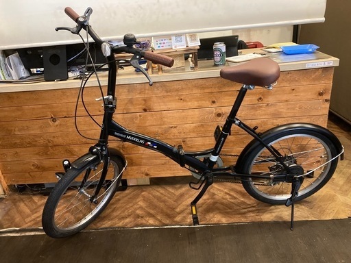 【前後タイヤ・チューブ新品！】6段変速　20インチ折りたたみ自転車　ブラック