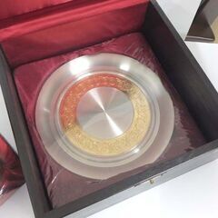 未使用 SELWIN PEWTER 錫製 酒器 プレート×1 徳利×1 お猪口×5 計7点セット 24KGP 専用箱付き セルウィンピューター 札幌市 屯田の画像