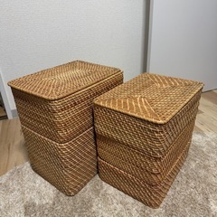 決まりました☆無印良品 ラタンバスケットと蓋 7点セット