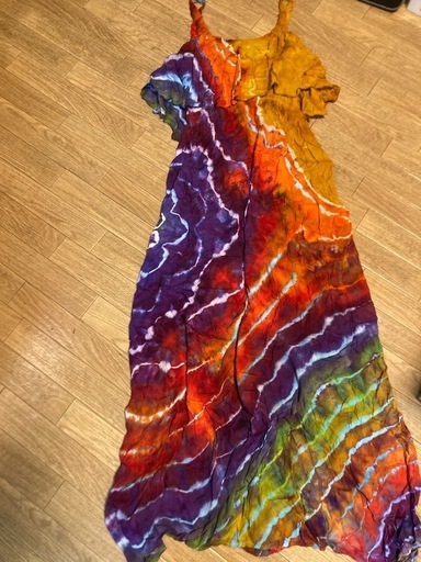 100% Handmade psydyeタイダイキャミソールロングワンピース新品