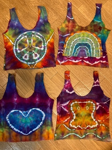 100% Handmade psydyeストレッチタイダイタンクトップ新品