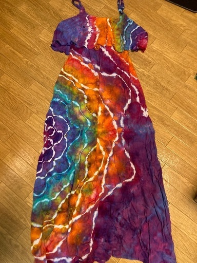 100% Handmade psydyeタイダイキャミソールロングワンピース新品
