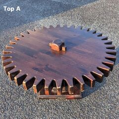 【アメリカンヴィンテージ】　回転式 歯車型 ウッドテーブル　【カ...