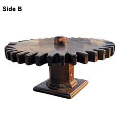 【アメリカンヴィンテージ】　回転式 歯車型 ウッドテーブル　【カフェ・アンティーク】の画像