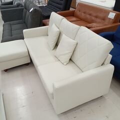 ★ジモティ割あり★  2人掛けソファーベッド オフホワイト W170×D70×H60 クリーニング済み TC7311の画像