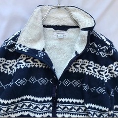 nautica ジップアップ ノルディック柄 ボアブルゾン ジャケット Sの画像