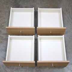 【2/19受渡完了】≪zyt1890ジ限≫ 美品 IKEA/イケア シェルフユニット KALLAX/カラックス 引き出し4段付き（引き出し4杯）ホワイトステインオーク調 495.729.22 中古家具/宮城県仙台市 70118-11の画像
