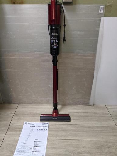 掃除機 静電モップ付き アイリスオーヤマ 極細軽量 スティッククリーナー 2Way 立てかけ収納 レッド IC-SBA6-R 0