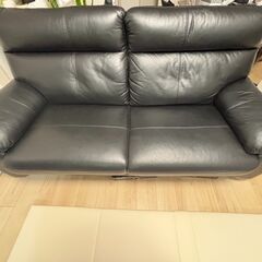 天然高級黒皮ソファー　