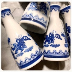 ꒰未使用꒱徳利 とっくり 陶器 大量 白青 10本セット まとめ売りの画像