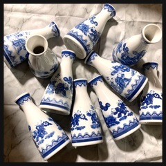 ꒰未使用꒱徳利 とっくり 陶器 大量 白青 10本セット まとめ売り