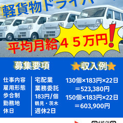 軽貨物ドライバー募集‼️日当制の仕事につき軽貨物車両プレゼントします。🎁の画像
