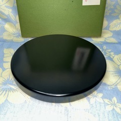 木製堅地漆器 丸盆大小2枚セット25cm・21cmの画像