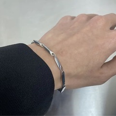 メンズ ブレスレット 竹の葉チェーン ステンレス鋼　18cm（5...