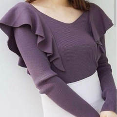 MERCURYDUO ニット ロングスリーブラッフルコンパクトリ...