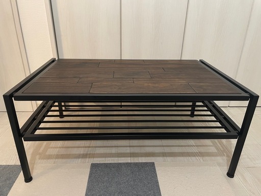 センターテーブル 木目 木材 アイアン アイリスオーヤマ