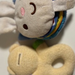 ミキハウス　布絵本　おもちゃ　せいかつ　おへんじはーい　くま　ガラガラの画像