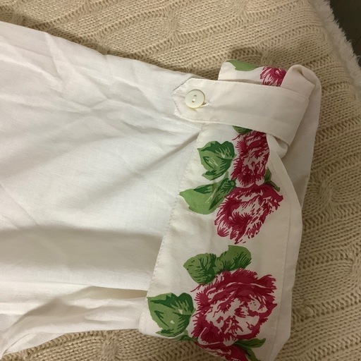 未着用　Smimicollection インド製　花柄シャツ 五分袖　Aライン