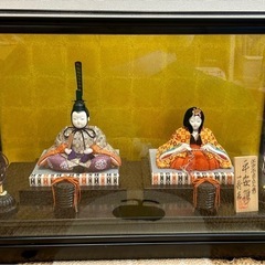 ♡アンティーク物　雛人形　江戸木目人形　ガラスケース入り♡の画像