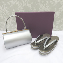 草履・バッグセット 振袖用 草履バッグセット フリーサイズ シルバー系