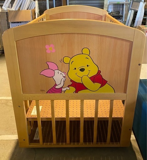 KATOJI 木製ベビーベッド キャスター付き プーさん ベッドN（くまの