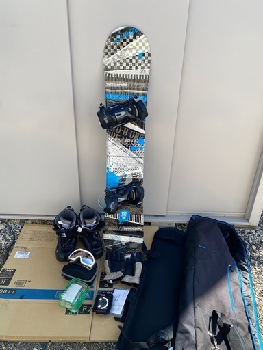 メンズスノーボードセット151cm スノーボード板/ビンディング/ケース2