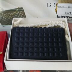 バレンシアガ　二つ折りカードケース　ネイビー　グリッドレザー　2...