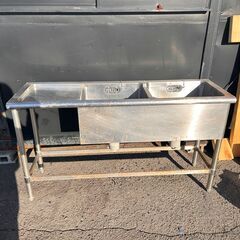厨房機器 スチール製 2槽シンク 流し台 作業台 調理台 厨房 ...