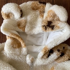 【新品】もこもこクマ柄防寒着　80センチの画像