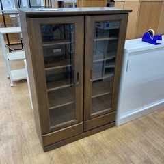 ☆ジモティ割あり☆ 食器棚 ダークブラウン H89×D39.5×W60 クリーニング済み OJ7904 (リユースのサカイ太田)  西小泉の収納家具《食器棚、キッチン収納》の中古あげます・譲ります｜ジモティーで不用品の処分