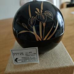 球型珍味入/菖蒲　うるし塗装　/小物入れ/置物/昭和レトロ/和風/伝統工芸品/現状品/の画像