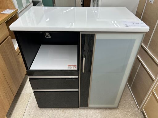 ★ジモティ割あり★ NITORI レンジ台 黒 H100.5×D50×W90.3 クリーニング済み TJ10887