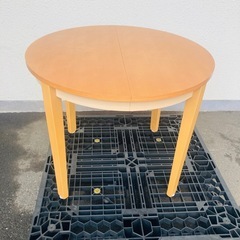 円形エクステンションダイニングテーブル　ナチュラルブラウン　伸長...