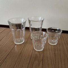 [美品]デュラレックス ガラス製コップ/大小4つ