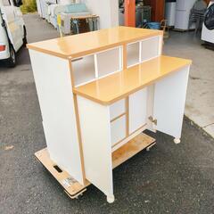 無料☆キッチンカウンター☆ホワイトカラー☆多機能・ヤケ・キズ、A-023【こちらは店舗です。浜村鹿野温泉ICから3分 買取本舗 宮本リサイクル 営業時間9～19時 定休日水曜のみ←連絡できませんm(_ _)m】の画像